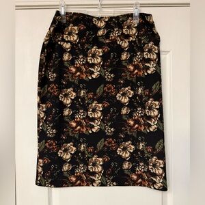 LuLaRoe Black and Brown Floral Pencil Skirt